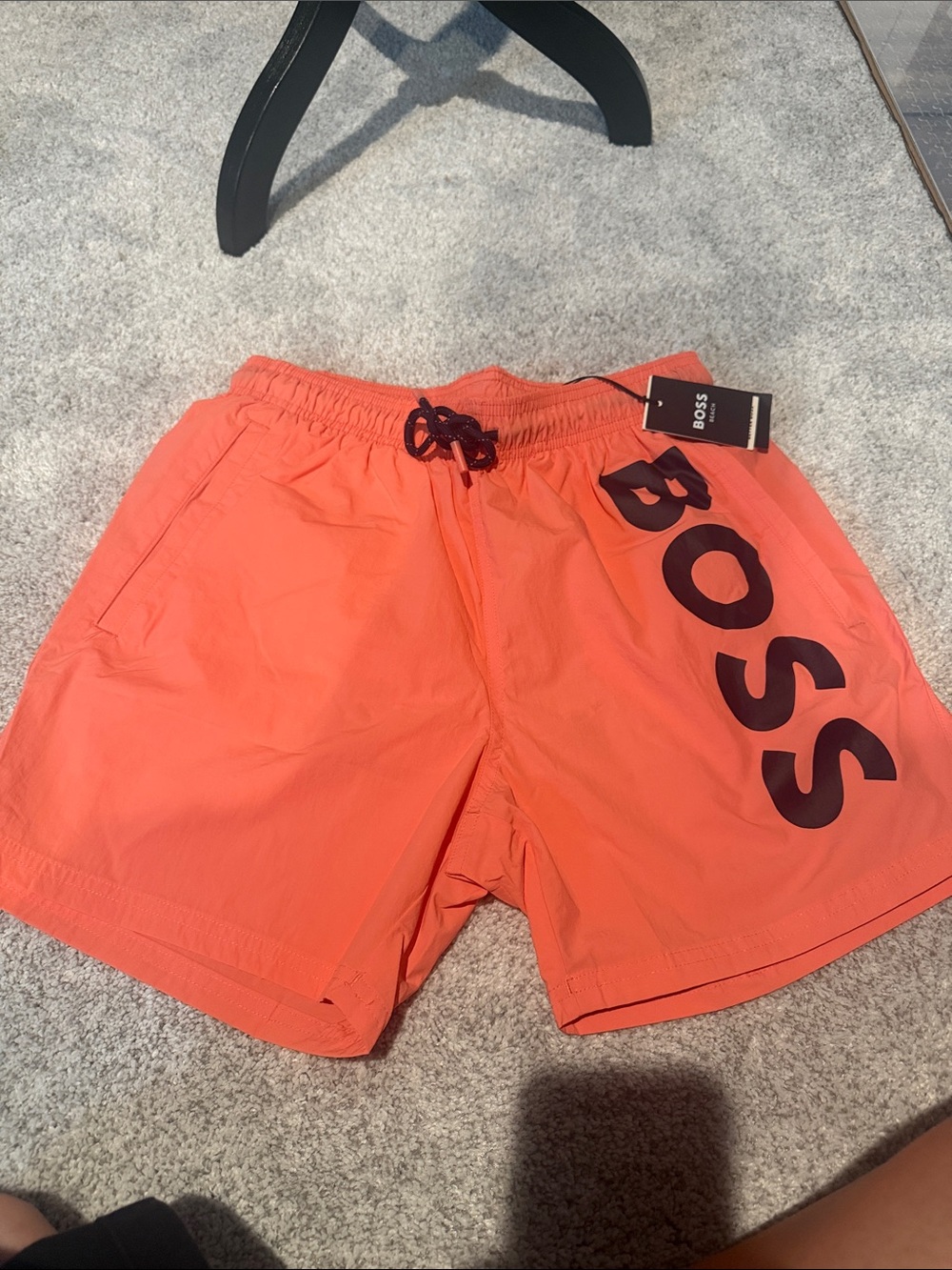 Boss Orange Men's Swim Board Shorts with Black Logo